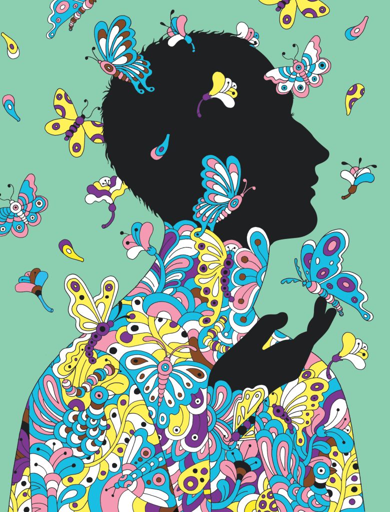 illustration showing the silhouette of a gender fluid person